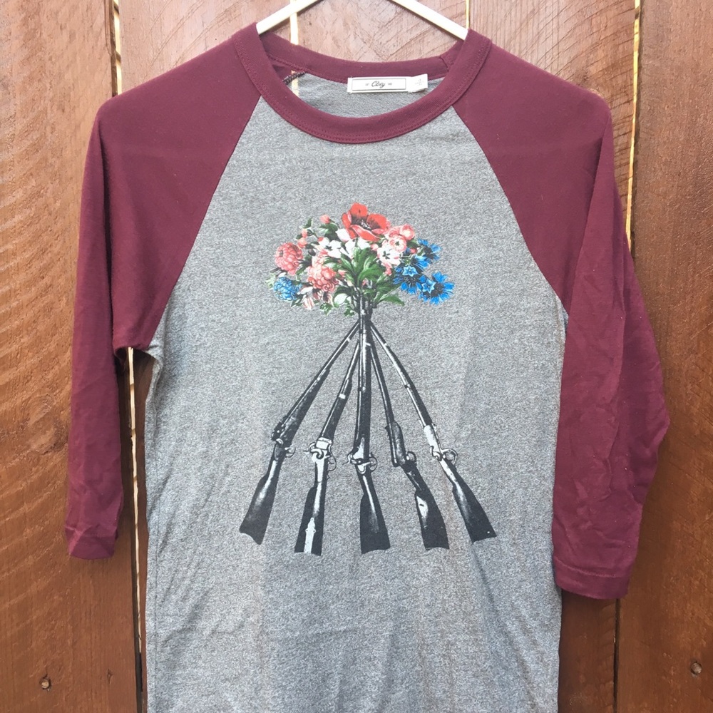 Guns and Flowers Baseball Tee